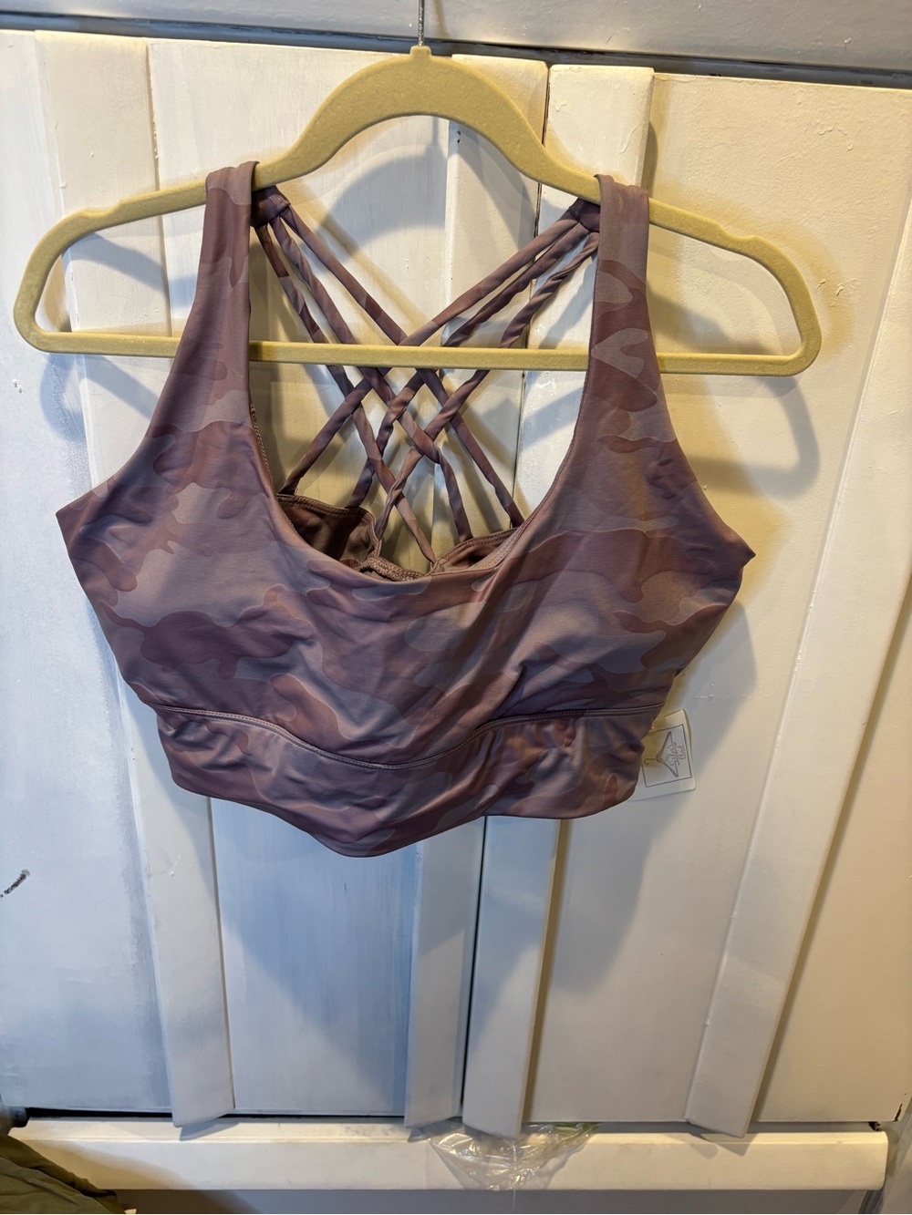 Strappy Mauve Camo Sports Bra - Comfortable Support